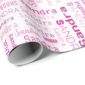Personalized Pink Name Gift Wrapping Paper ラッピングペーパー (ロールコーナー)