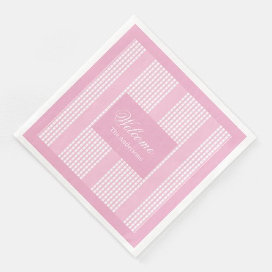 Personalized Pink Napkins Chic Modern Table Set (コーナー)