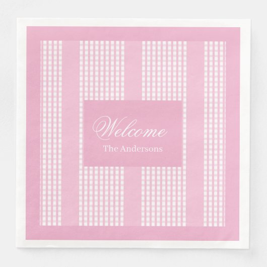 Personalized Pink Napkins Chic Modern Table Set (正面)
