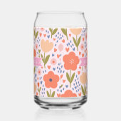 Personalized pink nordic cute folk floral pattern ガラス缶 (右)