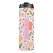 Personalized pink nordic cute folk floral pattern タンブラー (正面)