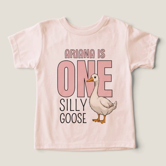 Personalized Pink One Silly Goose First Birthday (デザイン正面)