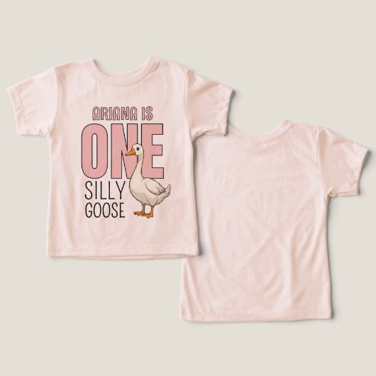Personalized Pink One Silly Goose First Birthday (デザイン正面&裏面)