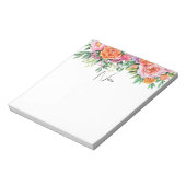 Personalized Pink & Orange Peonies Floral Notepad ノートパッド (回転)