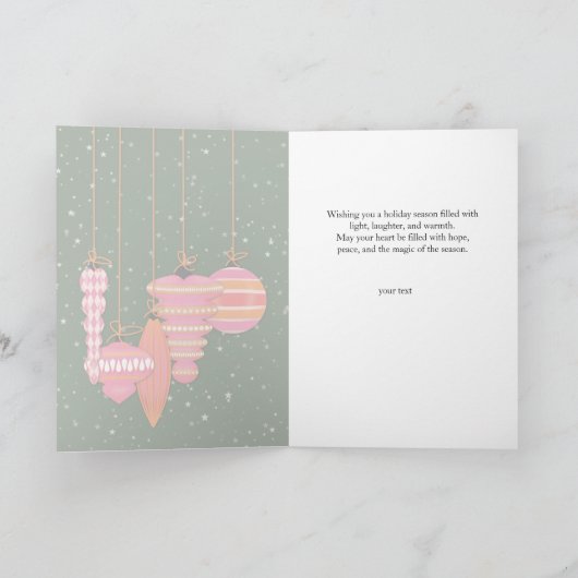 Personalized Pink Ornaments Christmas カード (内部)