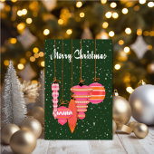 Personalized Pink Ornaments Christmas カード