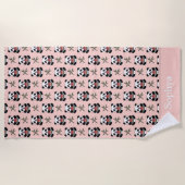 Personalized Pink Panda Kids ビーチタオル (正面)