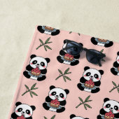 Personalized Pink Panda Kids ビーチタオル (インサイチュ)