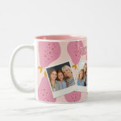 Personalized Pink Pear Pattern Cute Girly Fruit ツートーンマグカップ (左)