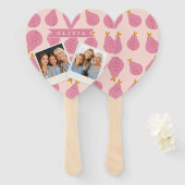 Personalized Pink Pear Pattern Cute Girly Fruit ハンドファン (正面&裏面)