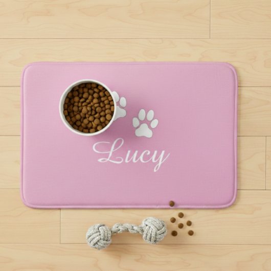 Personalized Pink Pet Feeding Mat with Name バスマット