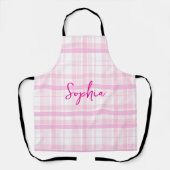 Personalized Pink Plaid Apron   with Name  エプロン (正面)