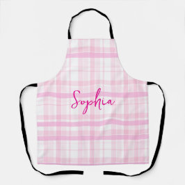Personalized Pink Plaid Apron   with Name  エプロン