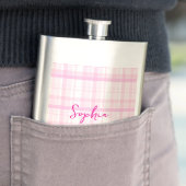Personalized Pink Plaid Classic Flask with Name フラスク (インサイチュ)