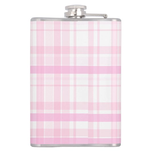 Personalized Pink Plaid Flask  with Name  フラスク (裏面)