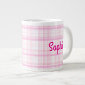 Personalized Pink Plaid Name Mug ジャンボコーヒーマグカップ (正面右)