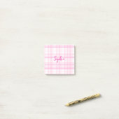 Personalized Pink Plaid Notes with Name  ポストイット (デスク上)