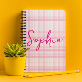Personalized Pink Plaid Planner with Name  プランナー手帳