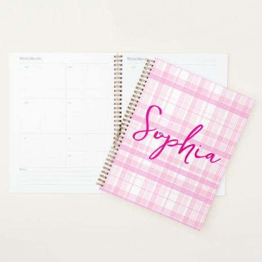 Personalized Pink Plaid Planner with Name  プランナー手帳 (ディスプレー)