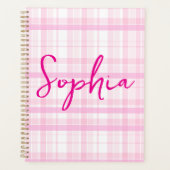 Personalized Pink Plaid Planner with Name プランナー手帳 (正面)
