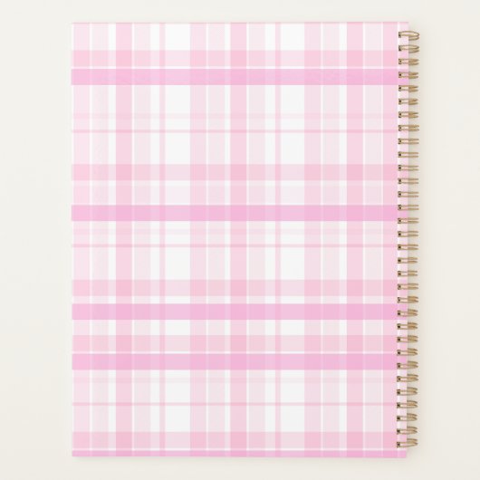 Personalized Pink Plaid Planner with Name  プランナー手帳 (裏面)