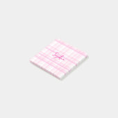 Personalized Pink Plaid Post-It Notes with Name ポストイット (アングル)