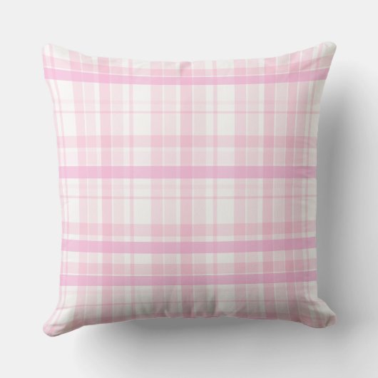 Personalized Pink Plaid throw pillow with Name  クッション (裏面)