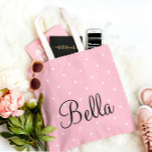  Personalized Pink Polka Dot Tote Bag トートバッグ