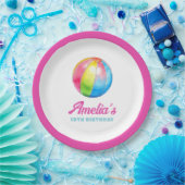 Personalized Pink Pool Party ペーパープレート (パーティー)