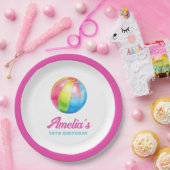 Personalized Pink Pool Party ペーパープレート (パーティー)