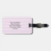 Personalized Pink Preppy Monogram Striped Girly ラゲッジタグ (裏面横)