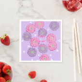 Personalized Pink Purple Floral Birthday Napkins スタンダードカクテルナプキン (インサイチュ)