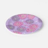 Personalized Pink Purple Flowers Birthday Plates ペーパープレート (アングル)