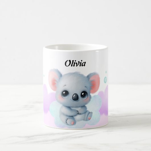 Personalized Pink & Purple Koala Mug – Custom Name コーヒーマグカップ (中央)