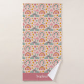 Personalized Pink Rainbow Kids バスタオル (バスタオル)