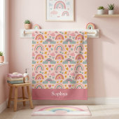 Personalized Pink Rainbow Kids バスタオル