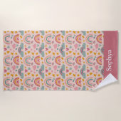 Personalized Pink Rainbow Kids ビーチタオル (正面)