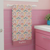 Personalized Pink Rainbow Kids ビーチタオル