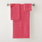 Personalized Pink Red Hearts Valentine Bath Towel バスタオルセット (インサイチュ)