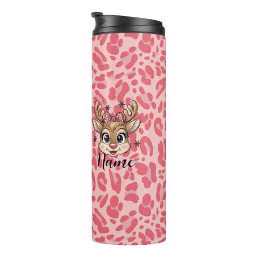 Personalized pink reindeer タンブラー (回転右)