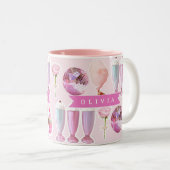 Personalized Pink Retro Milkshake Cute Coquette ツートーンマグカップ (正面右)