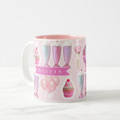 Personalized Pink Retro Milkshake Cute Coquette ツートーンマグカップ (正面左)