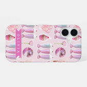 Personalized Pink Retro Milkshake Cute Coquette iPhone 16ケース (裏面横)