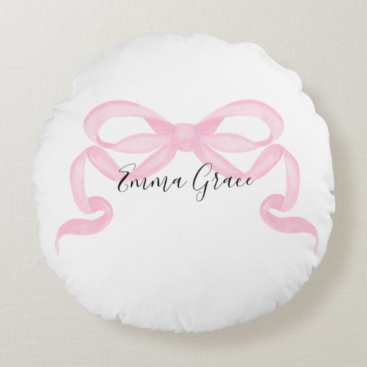 Personalized Pink Ribbon ラウンドクッション (正面)