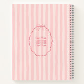 Personalized Pink Ribbon Name Custom Elegant ノートブック (裏面)