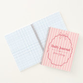 Personalized Pink Ribbon Name Custom Elegant ノートブック (内部)