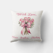 Personalized Pink Rose Bouquet Mother's Day Gift クッション (裏面)