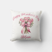 Personalized Pink Rose Bouquet Mother's Day Gift クッション (正面)