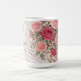 Personalized Pink Rose Floral Hair Woman Elegant  コーヒーマグカップ