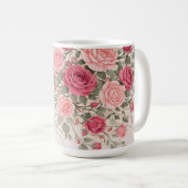 Personalized Pink Rose Floral Hair Woman Elegant  コーヒーマグカップ (正面右)